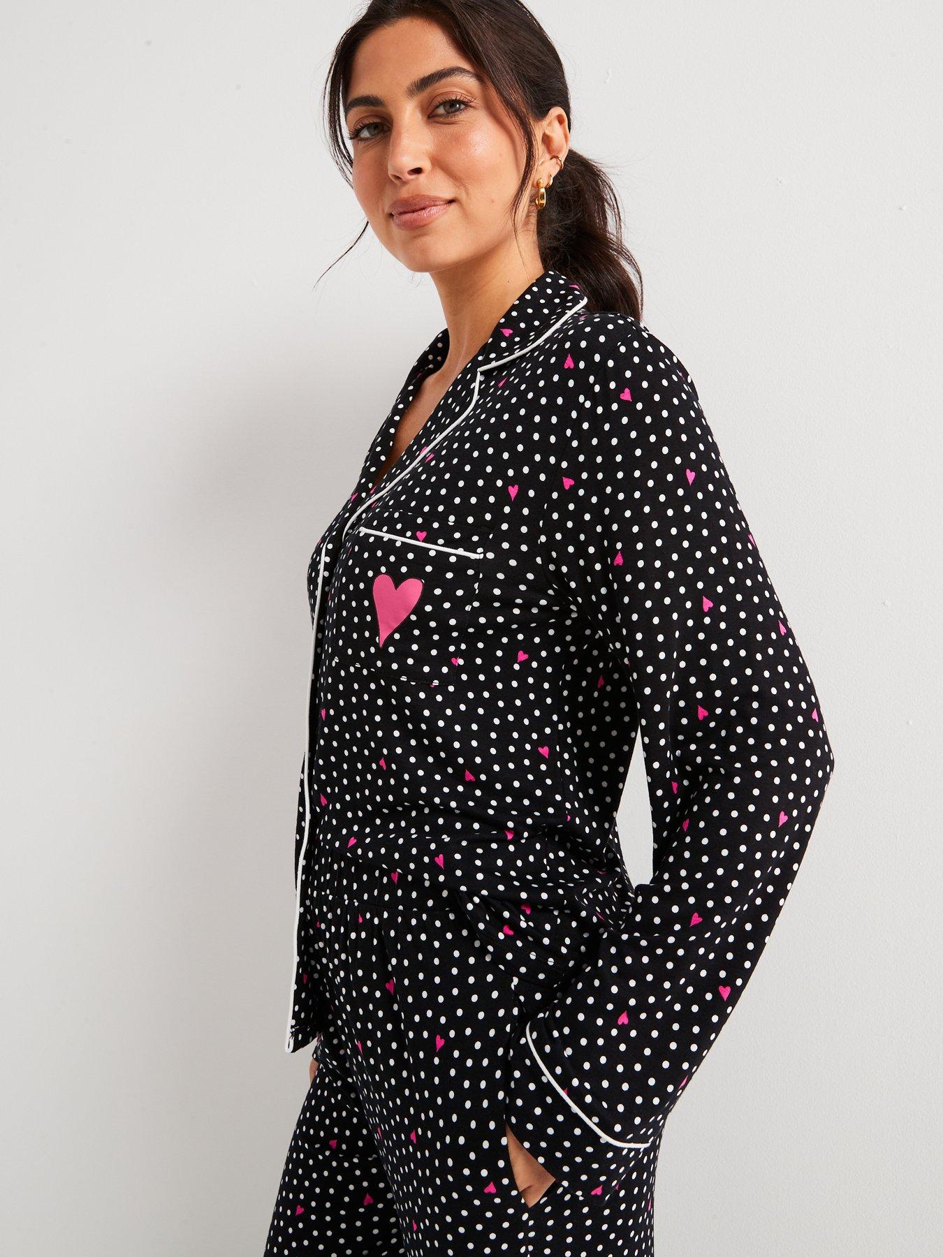  image of v-by-very-heart-print-jersey-revere-set