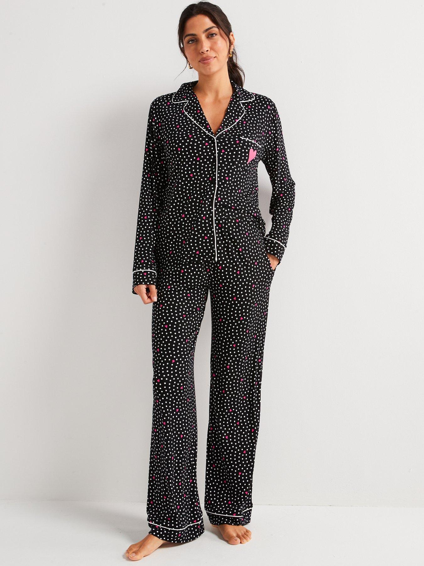  image of v-by-very-heart-print-jersey-revere-set