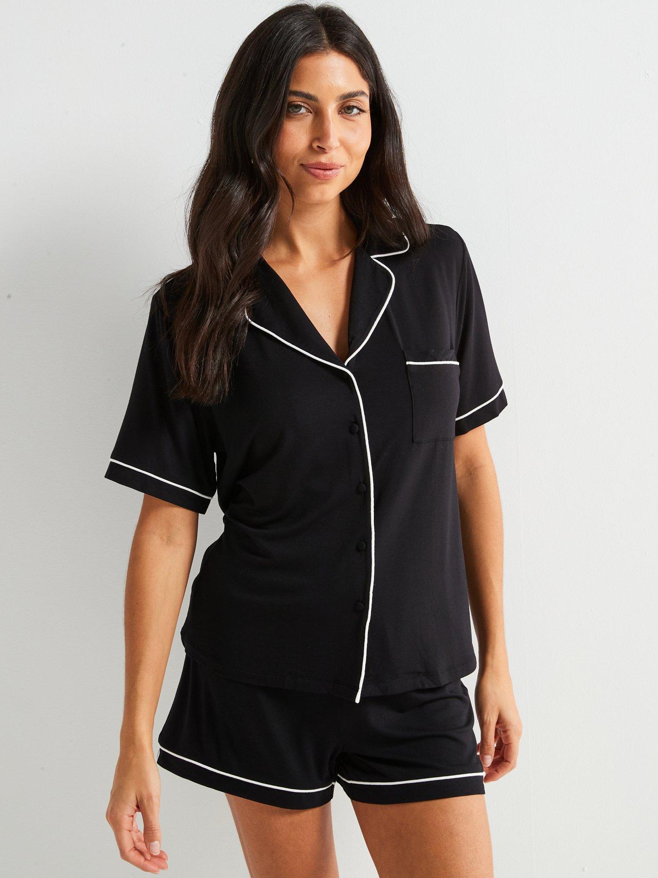  image of v-by-very-short-sleeve-short-jersey-revere-set-black