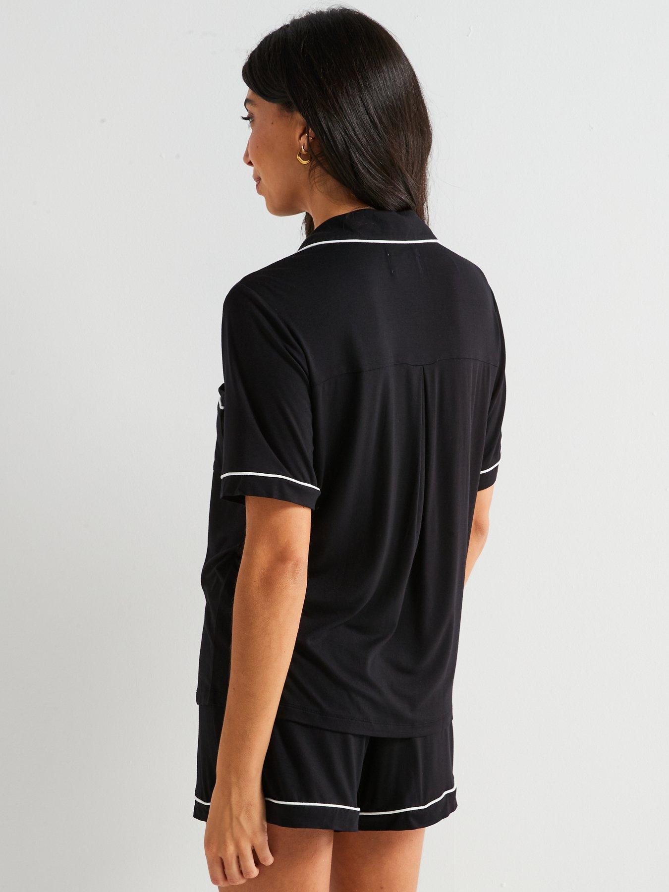  image of v-by-very-short-sleeve-short-jersey-revere-set-black