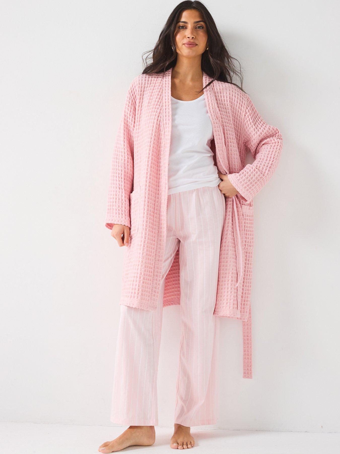  image of v-by-very-waffle-robe-pink