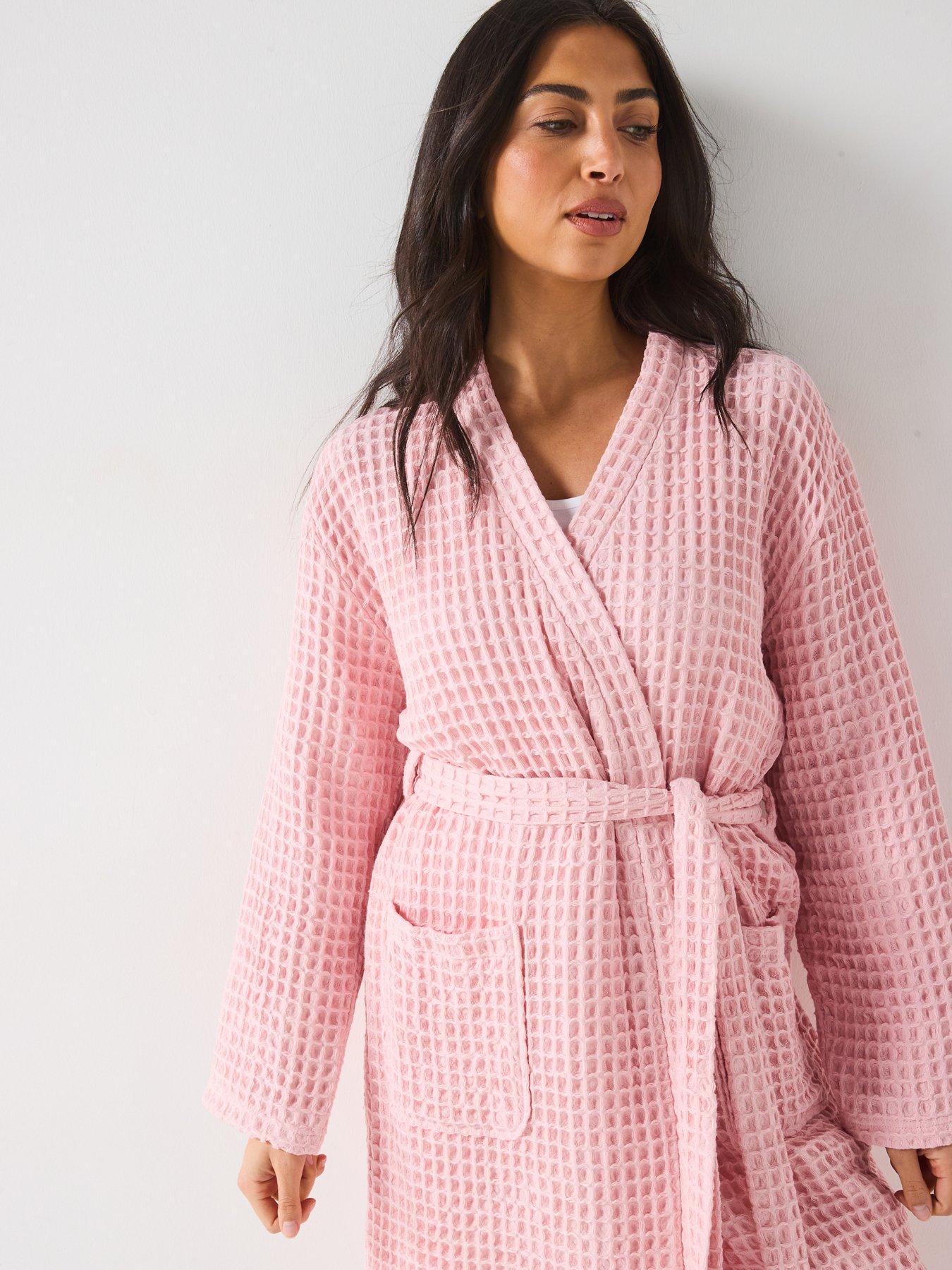  image of v-by-very-waffle-robe-pink