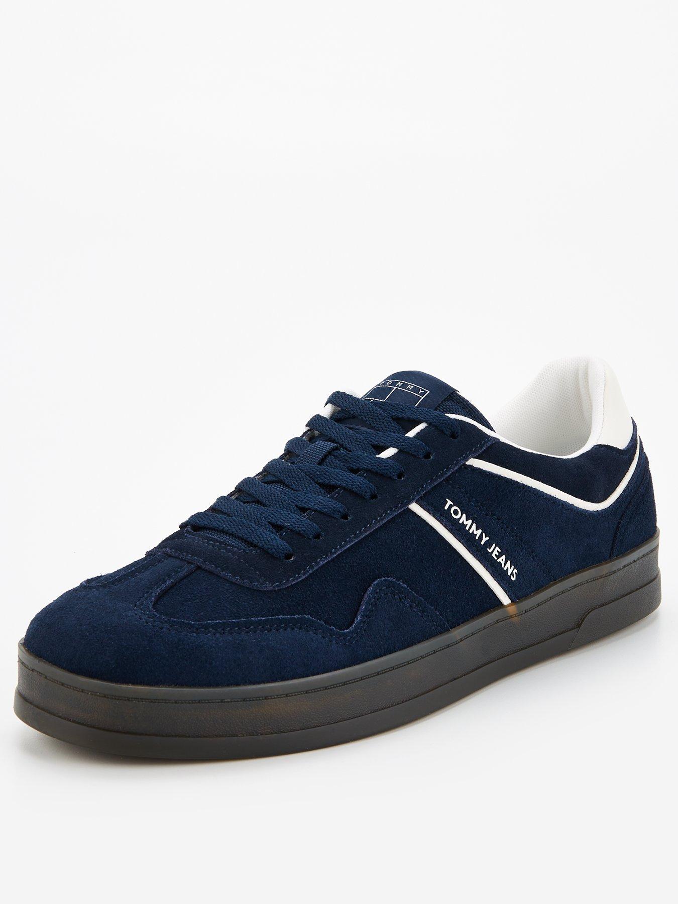  image of tommy-jeans-greenwich-suede-retro-trainers-navy