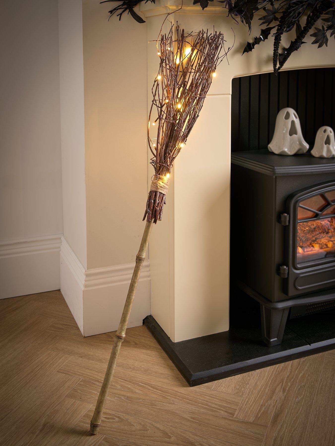 undefined Witches Broom with Lights Halloween Decoration
