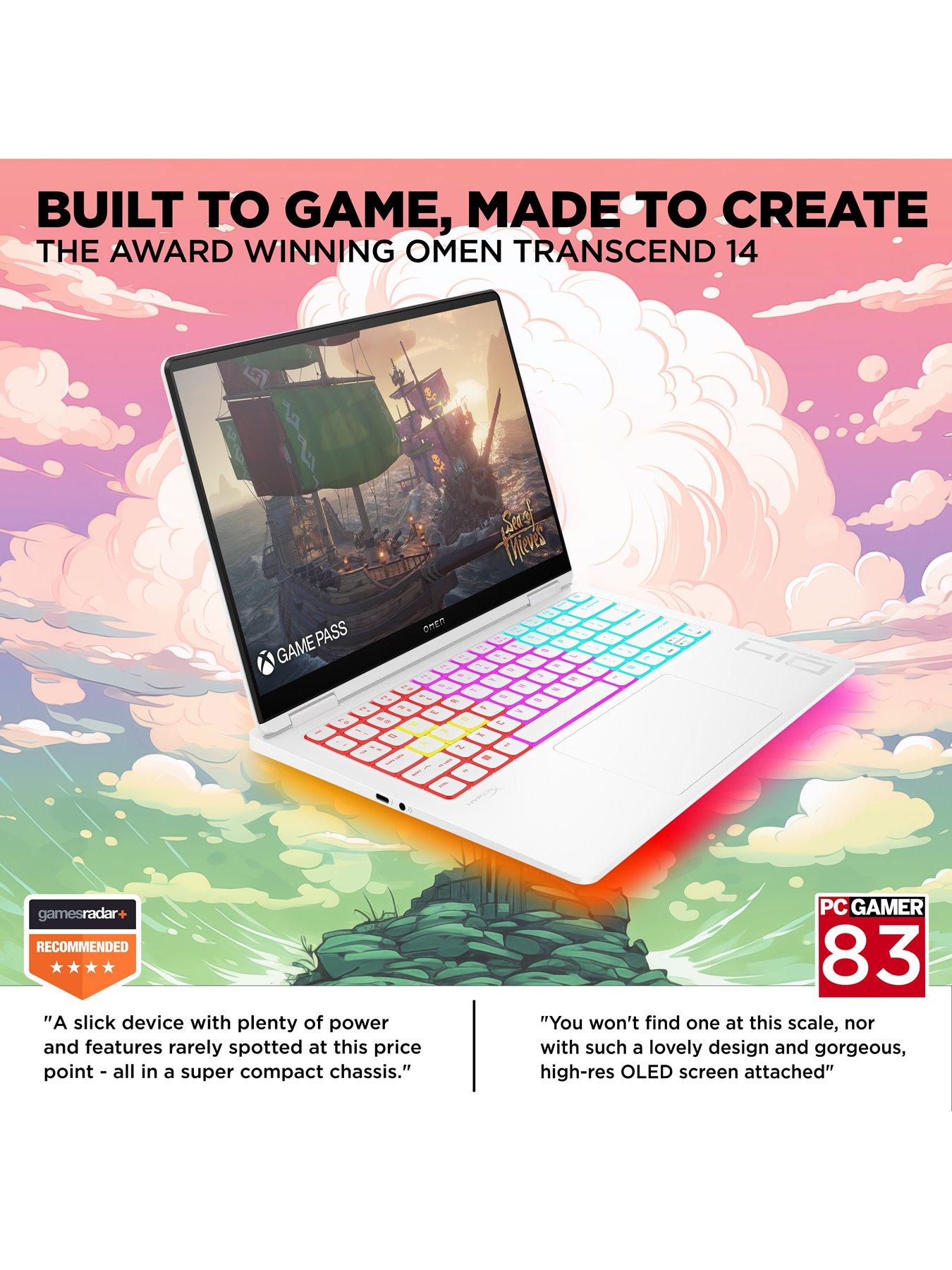 Image 4 of 8 of HP OMEN Transcend&nbsp;14-fb0012na Gaming Laptop -&nbsp;14in 2.8K OLED,&nbsp;GeForce RTX 4060, Intel Core Ultra 7, 16GB RAM, 1TB SSD&nbsp;- White