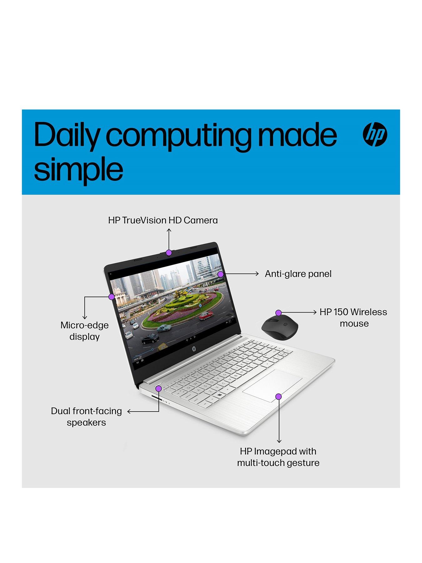 Image 3 of 8 of HP Laptop 14s-dq5013na with HP 150 mouse &amp; Prelude 15.6 Bag - Intel Core i3 - 4GB RAM - 128GB SSD - 14in Full HD - Silver
