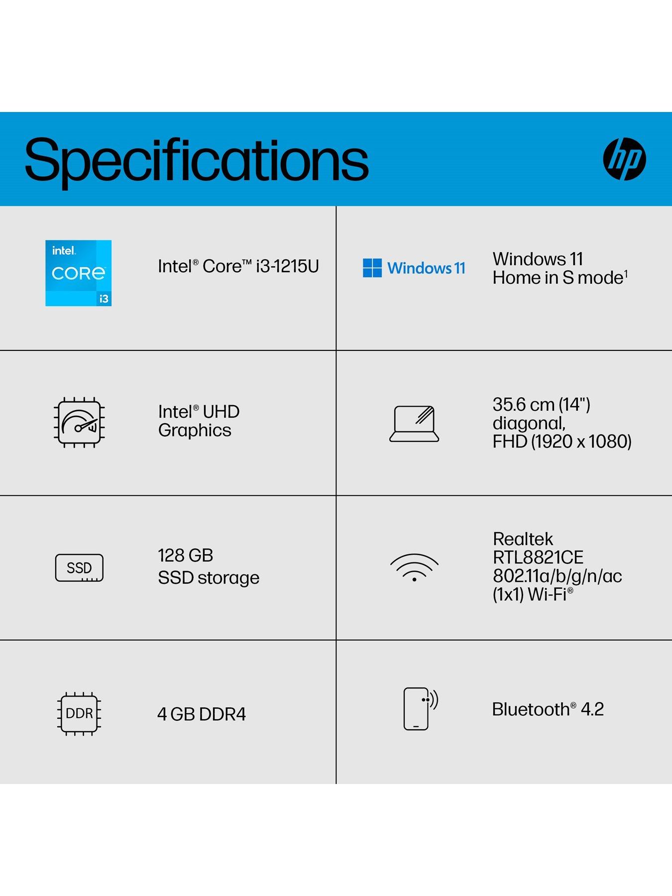 Image 7 of 8 of HP Laptop 14s-dq5013na with HP 150 mouse &amp; Prelude 15.6 Bag - Intel Core i3 - 4GB RAM - 128GB SSD - 14in Full HD - Silver