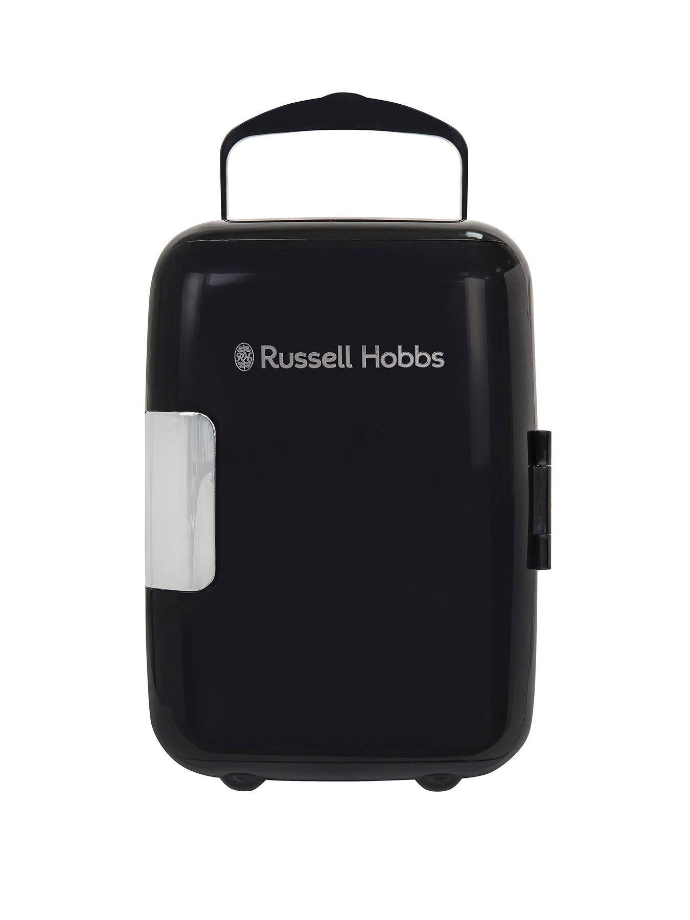 Russell Hobbs RH4CLR1001B 4L Mini Compact Cooler for Drinks and Cosmetics, Retro Style, Black  &  Chrome