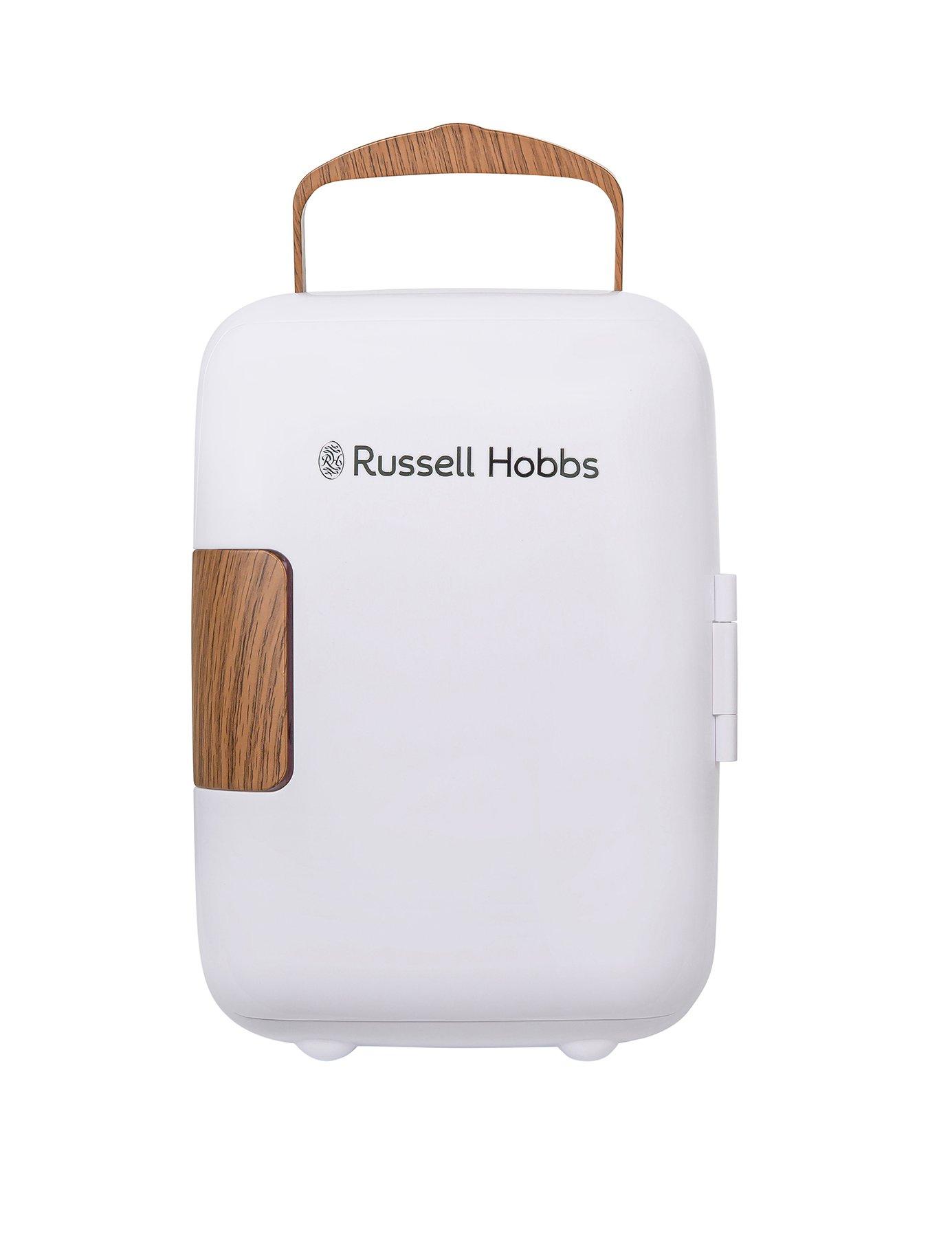 undefined RH4CLR1001SCW 4L Mini Compact Cooler for Drinks and Cosmetics, Scandi Style, White  &  Wood Effect