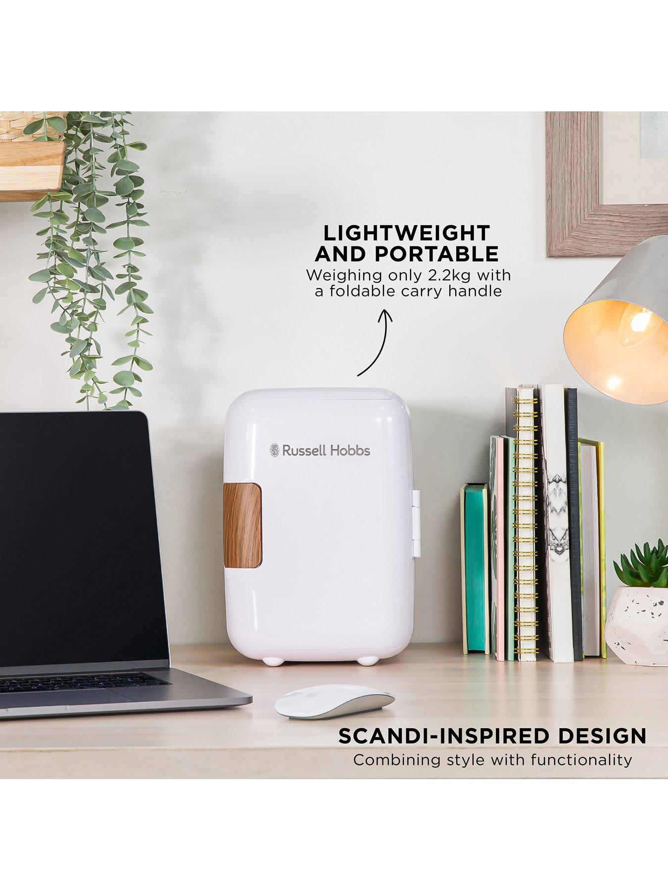  image of russell-hobbs-rh4clr1001scw-4l-mini-compact-cooler-for-drinks-and-cosmetics-scandi-style-white-amp-wood-effect