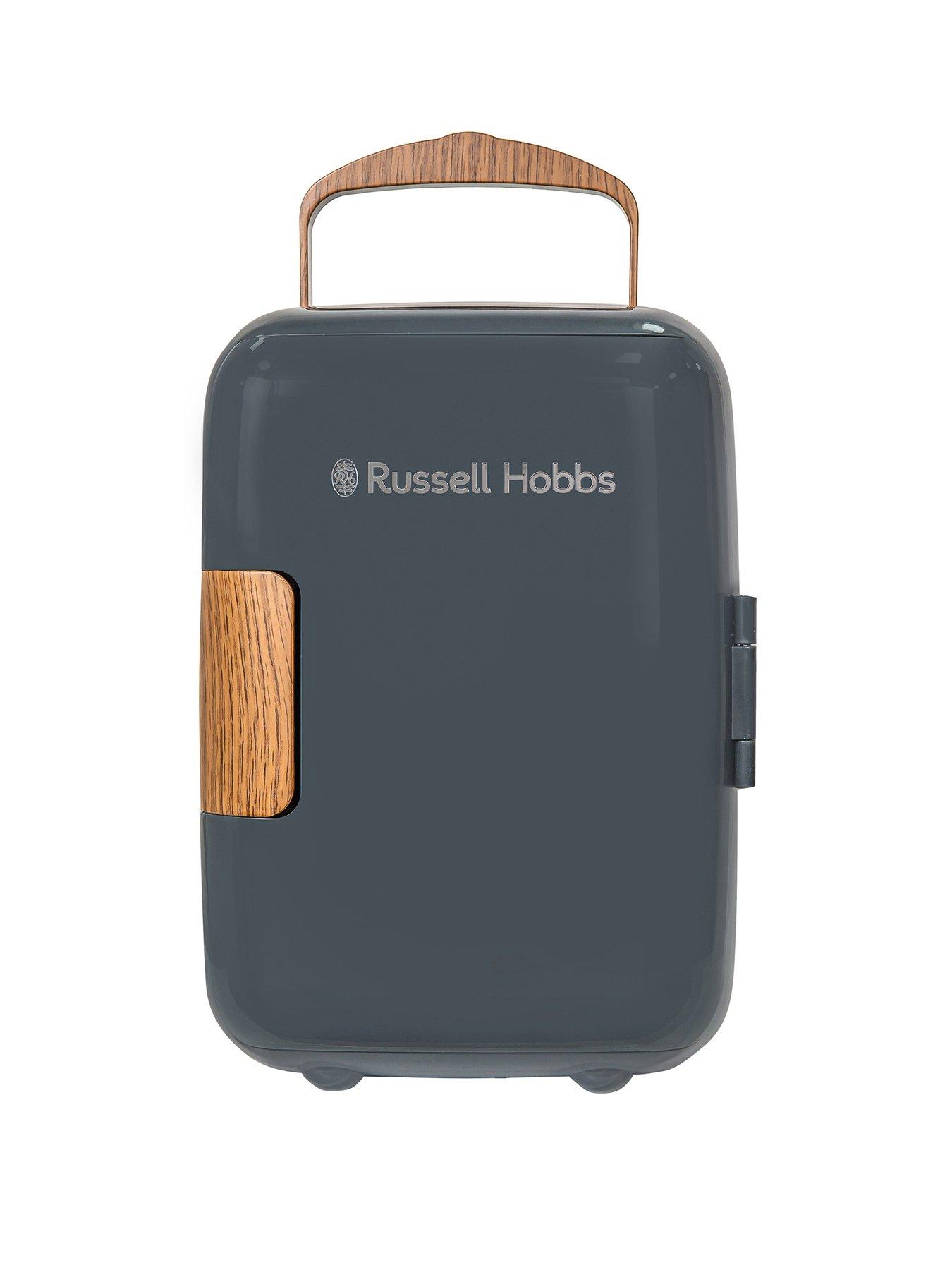 front image of russell-hobbs-rh4clr1001scg-4l-mini-compact-cooler-for-drinks-and-cosmetics-scandi-style-grey-amp-wood-effect