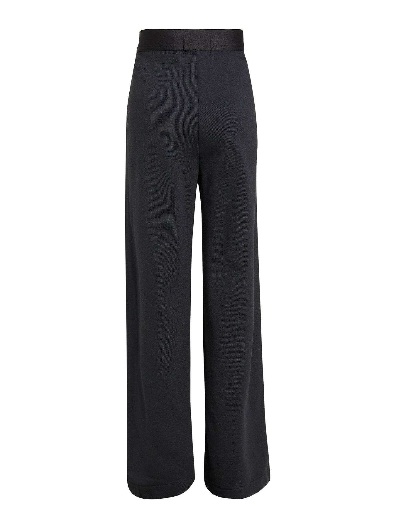 undefined Girls Logo Tape Wide Twill Punto Pants - Black