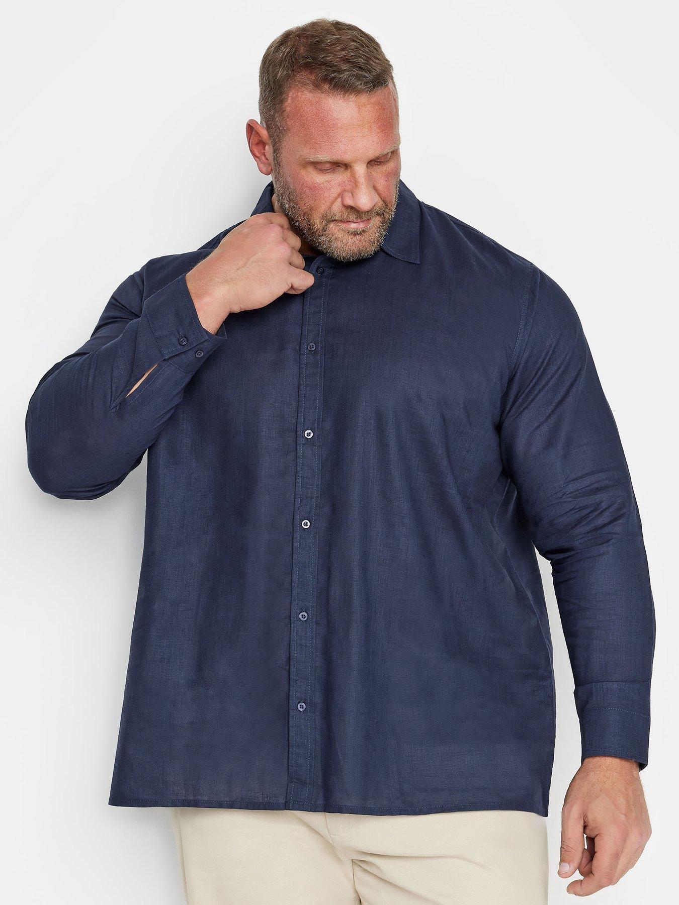  image of badrhino-premium-ls-linen-shirt-navy