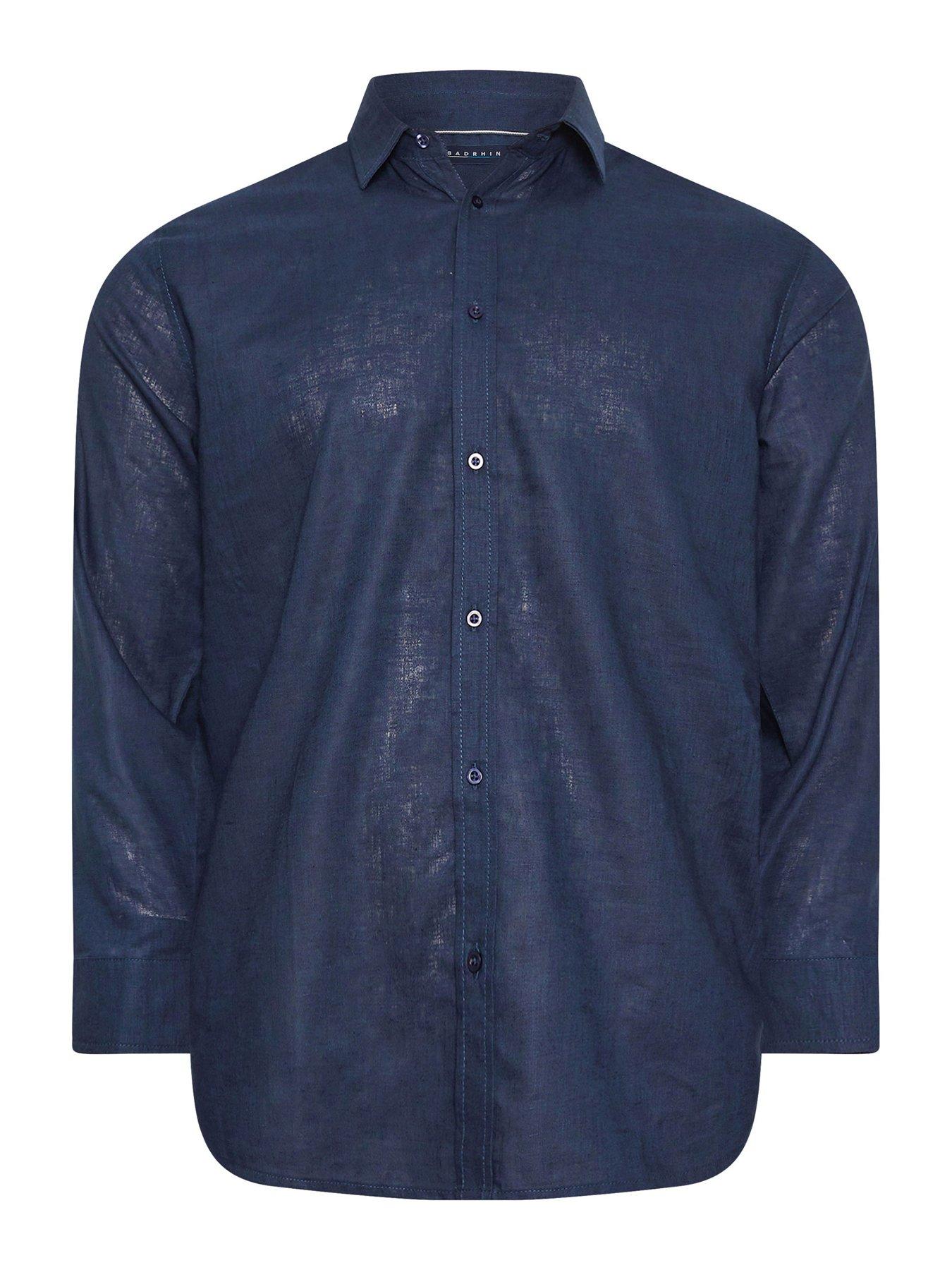  image of badrhino-premium-ls-linen-shirt-navy