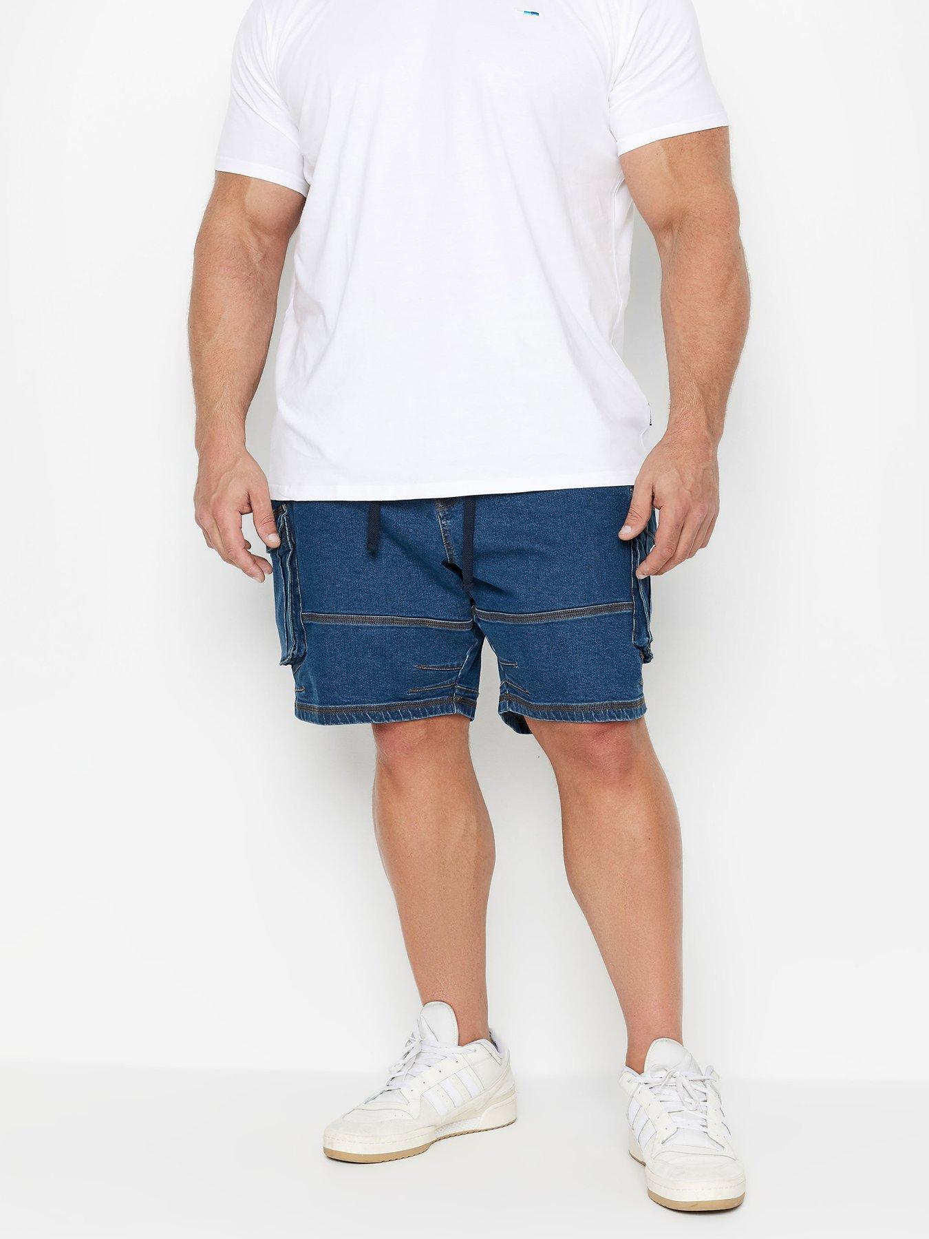 badrhino-ribbed-waist-denim-shorts-mid-wash