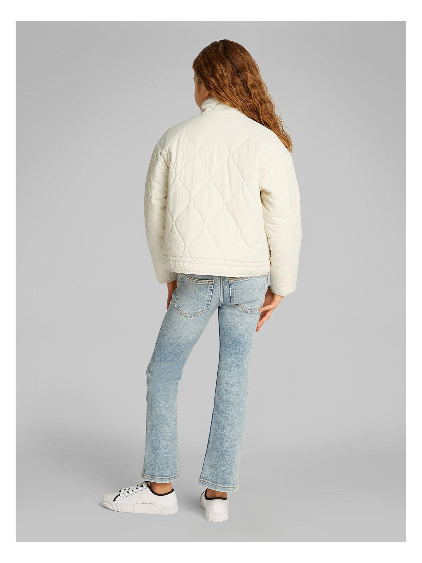 image of calvin-klein-jeans-girls-quilted-jacket-beige