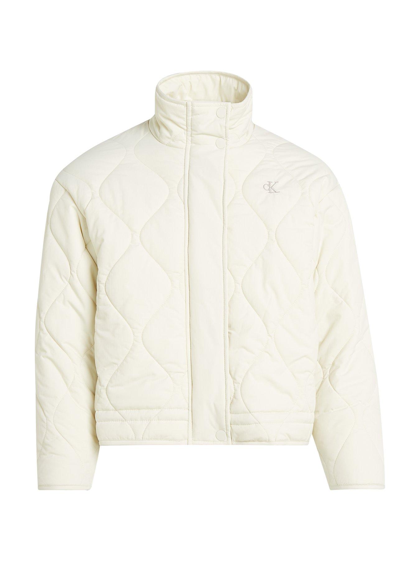  image of calvin-klein-jeans-girls-quilted-jacket-beige