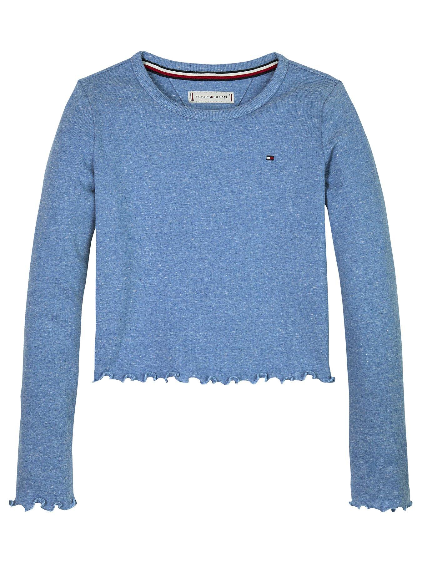 undefined Girls Slub Knit Long Sleeve Top - Blue