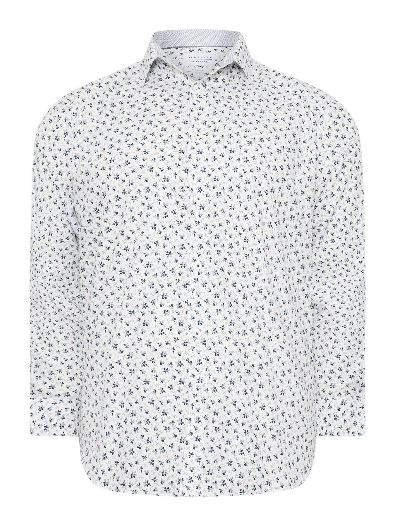  image of badrhino-white-amp-blue-flower-shirt