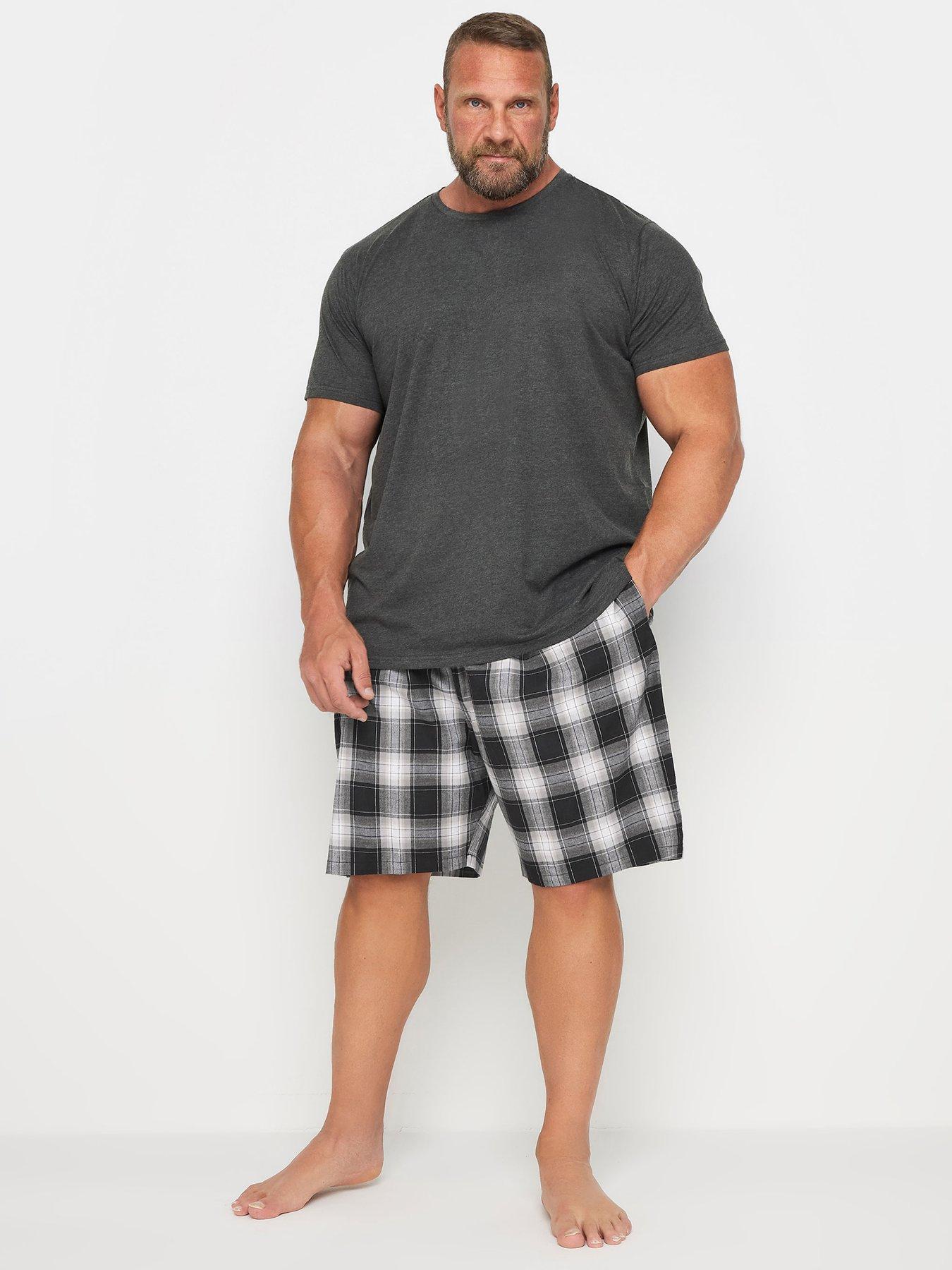  image of badrhino-woven-short-and-jersey-pyjama-set-black