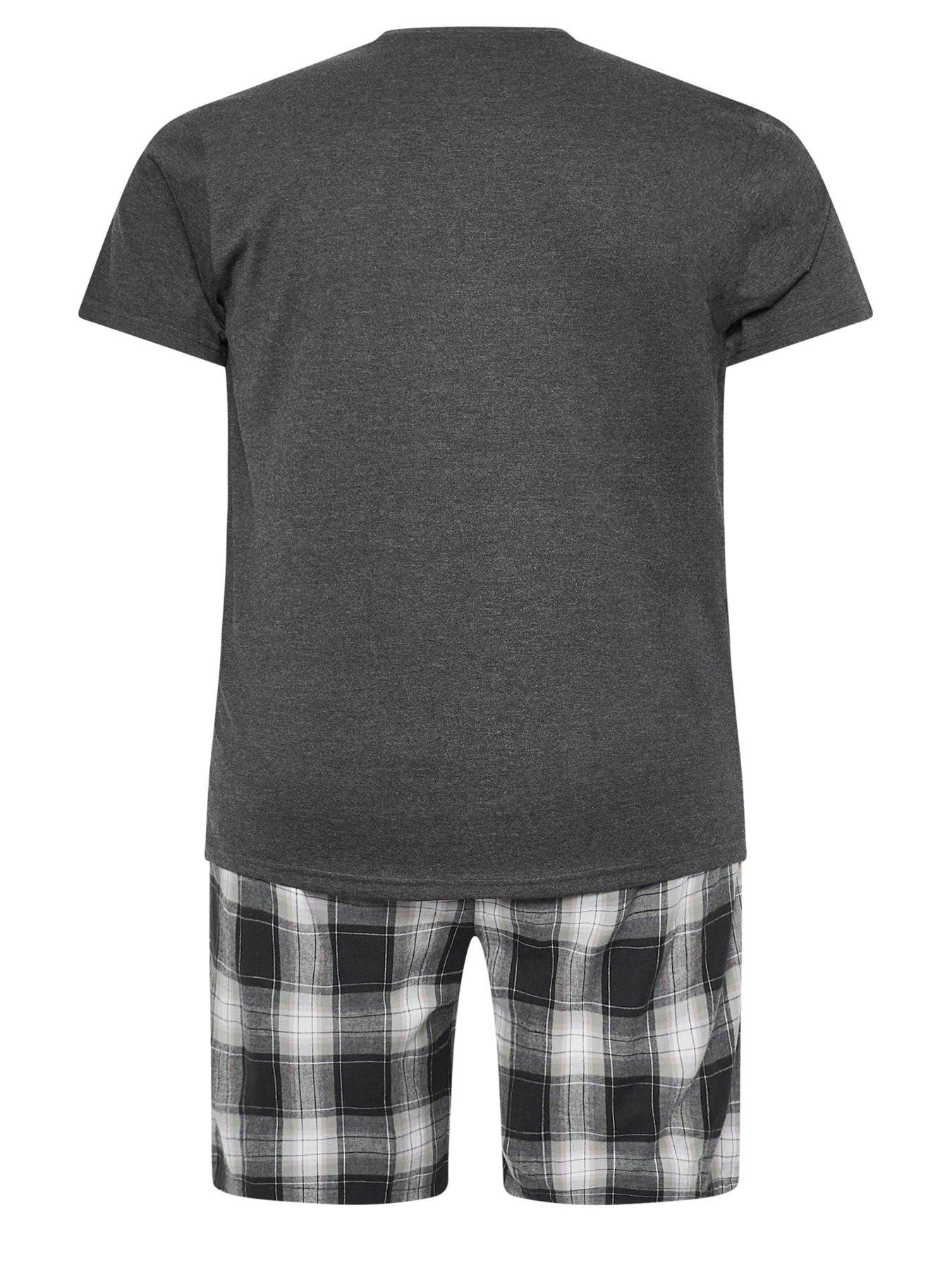  image of badrhino-woven-short-and-jersey-pyjama-set-black
