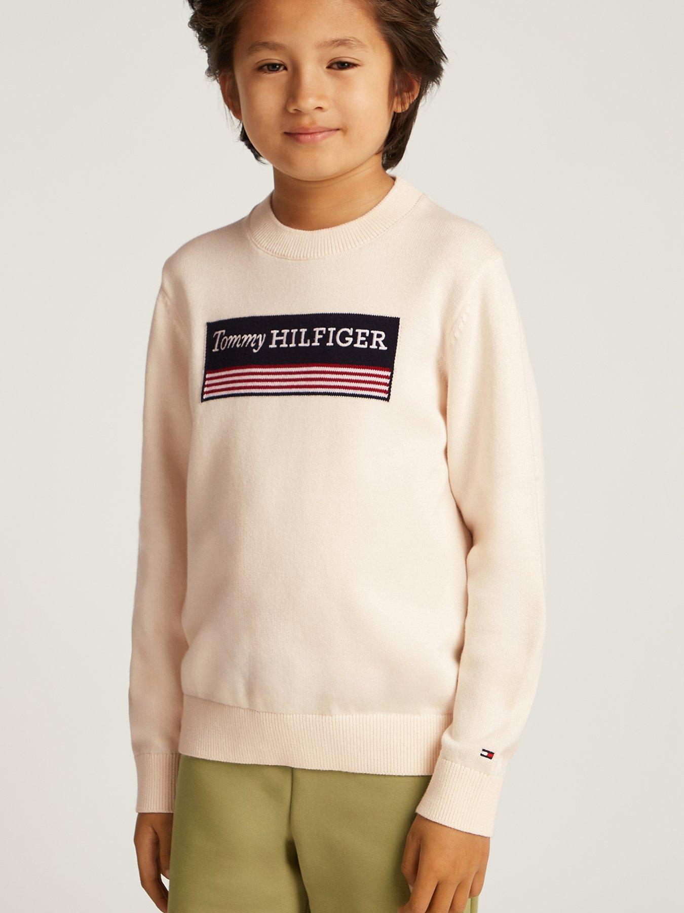  image of tommy-hilfiger-boys-monotype-1985-sweater-cream
