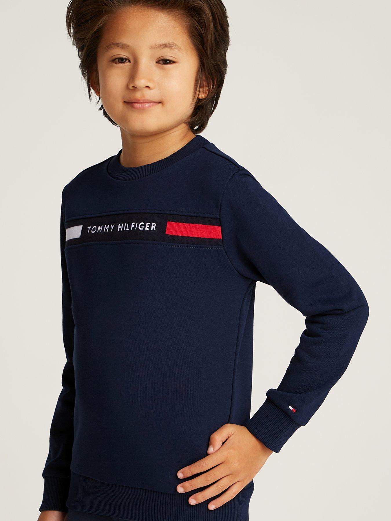  image of tommy-hilfiger-boys-th-rib-insert-sweat-tracksuit-set-navy