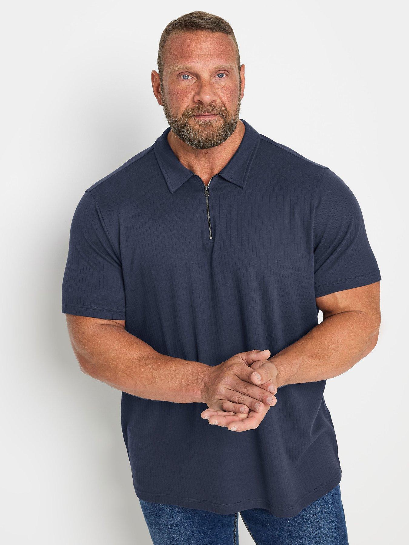 undefined Jacquard Zip Polo Shirt - Navy