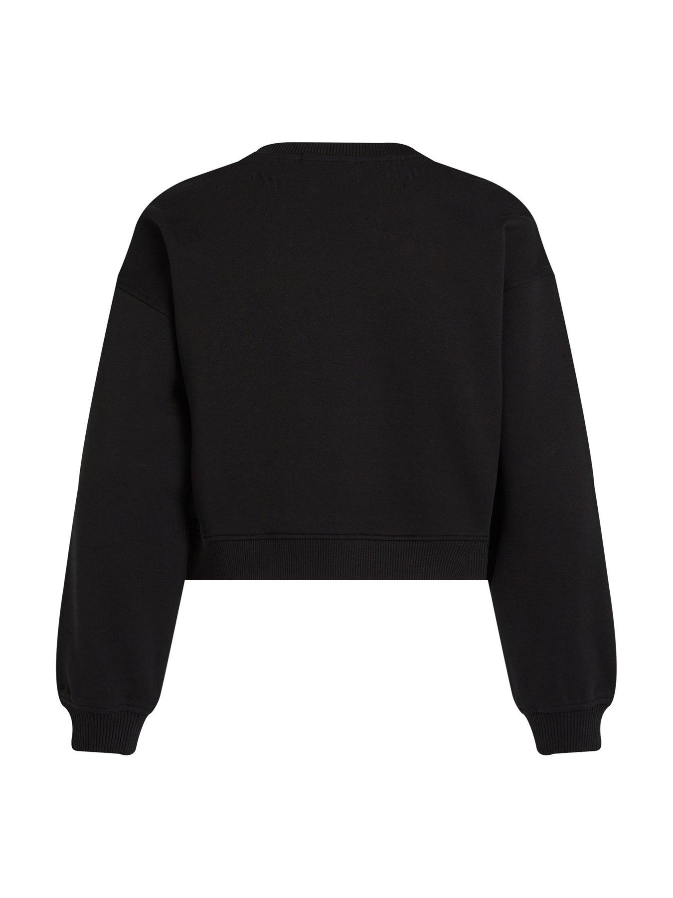  image of calvin-klein-jeans-girls-glitter-monologo-crewneck-sweatshirt-black