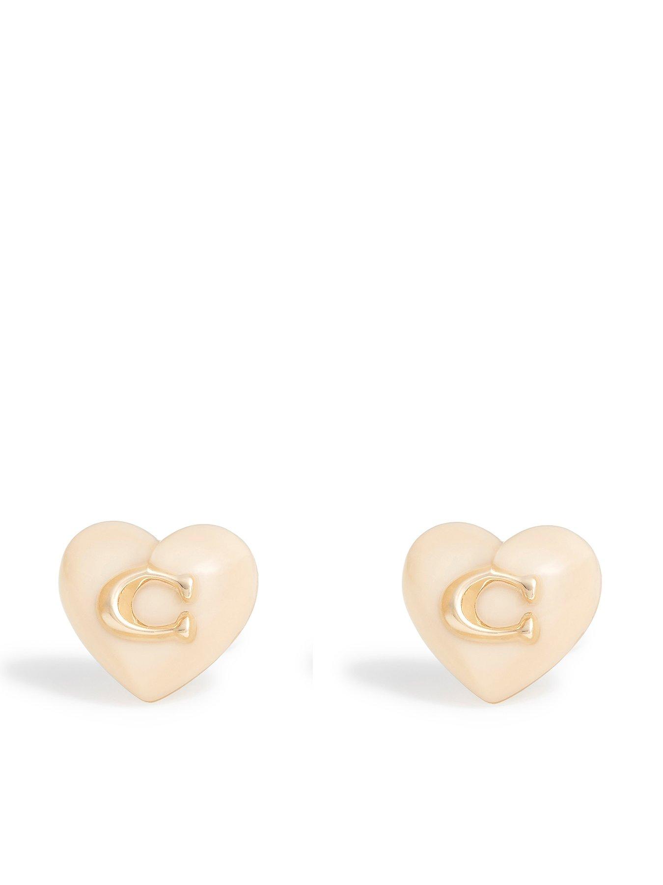 COACH Resin Heart Logo Stud - Blush/gold