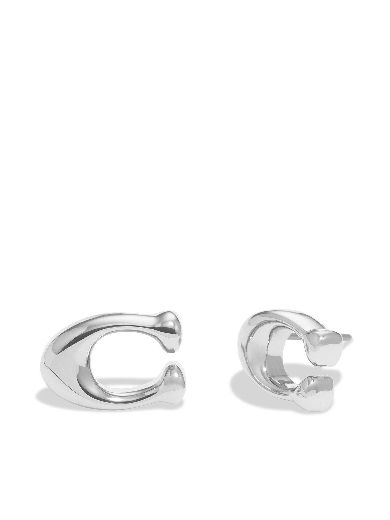 COACH C Logo Stud Earrings - Silver