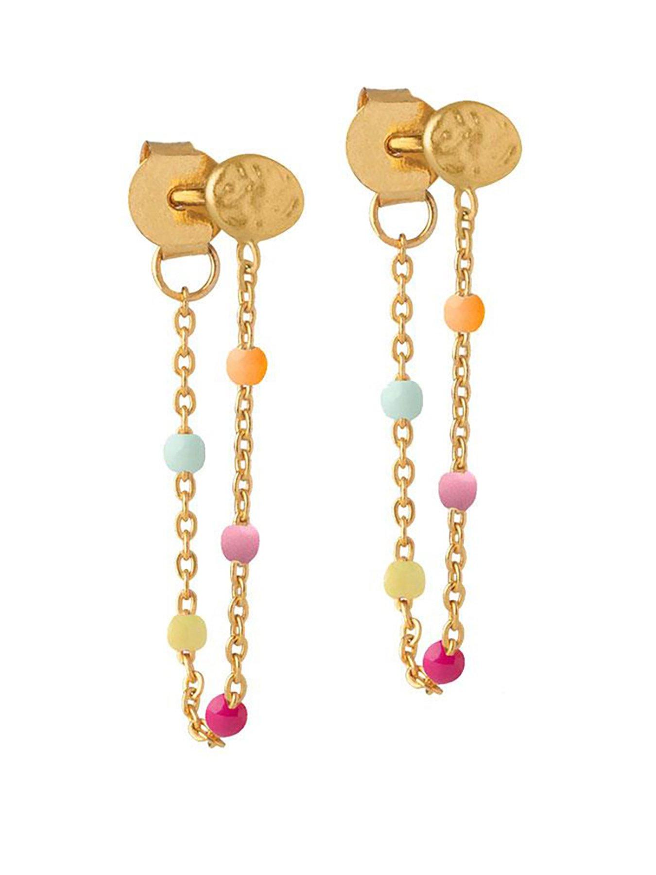 undefined Lola Rainbow Earrings, 18ct Gold Plated 925 Sterling Silver and Enamel
