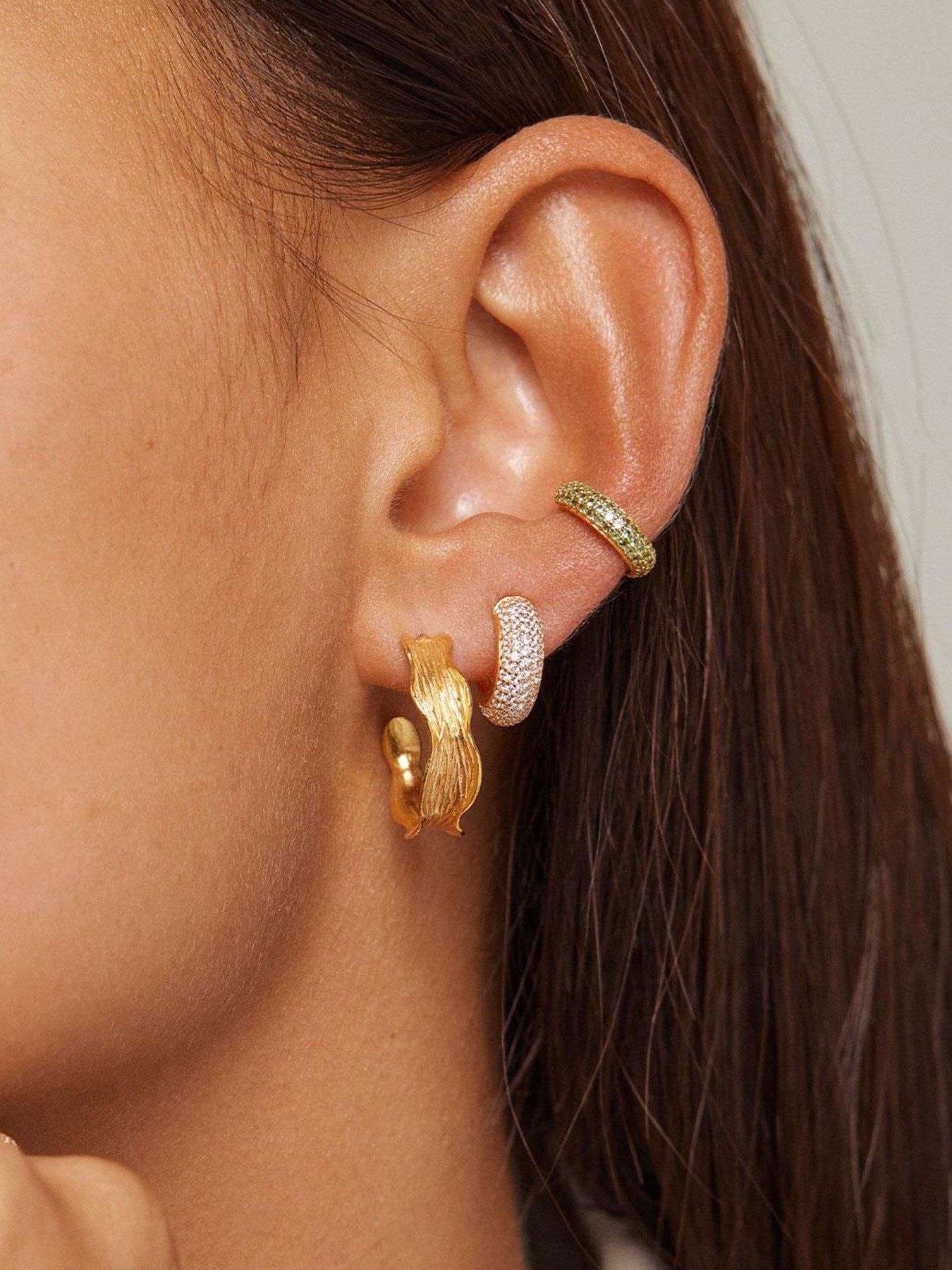  image of enamel-copenhagen-small-ane-hoops-18ct-yellow-gold-plated-925-sterling-silver