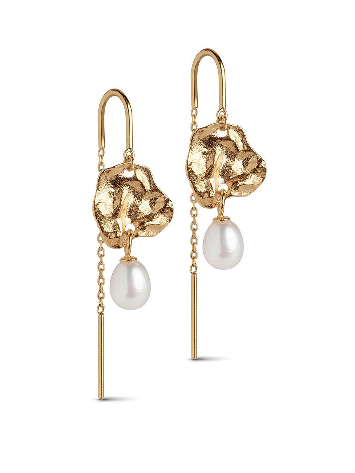  image of enamel-copenhagen-kia-pearl-earrings-18ct-yellow-gold-plated-925-sterling-silver-and-pearl