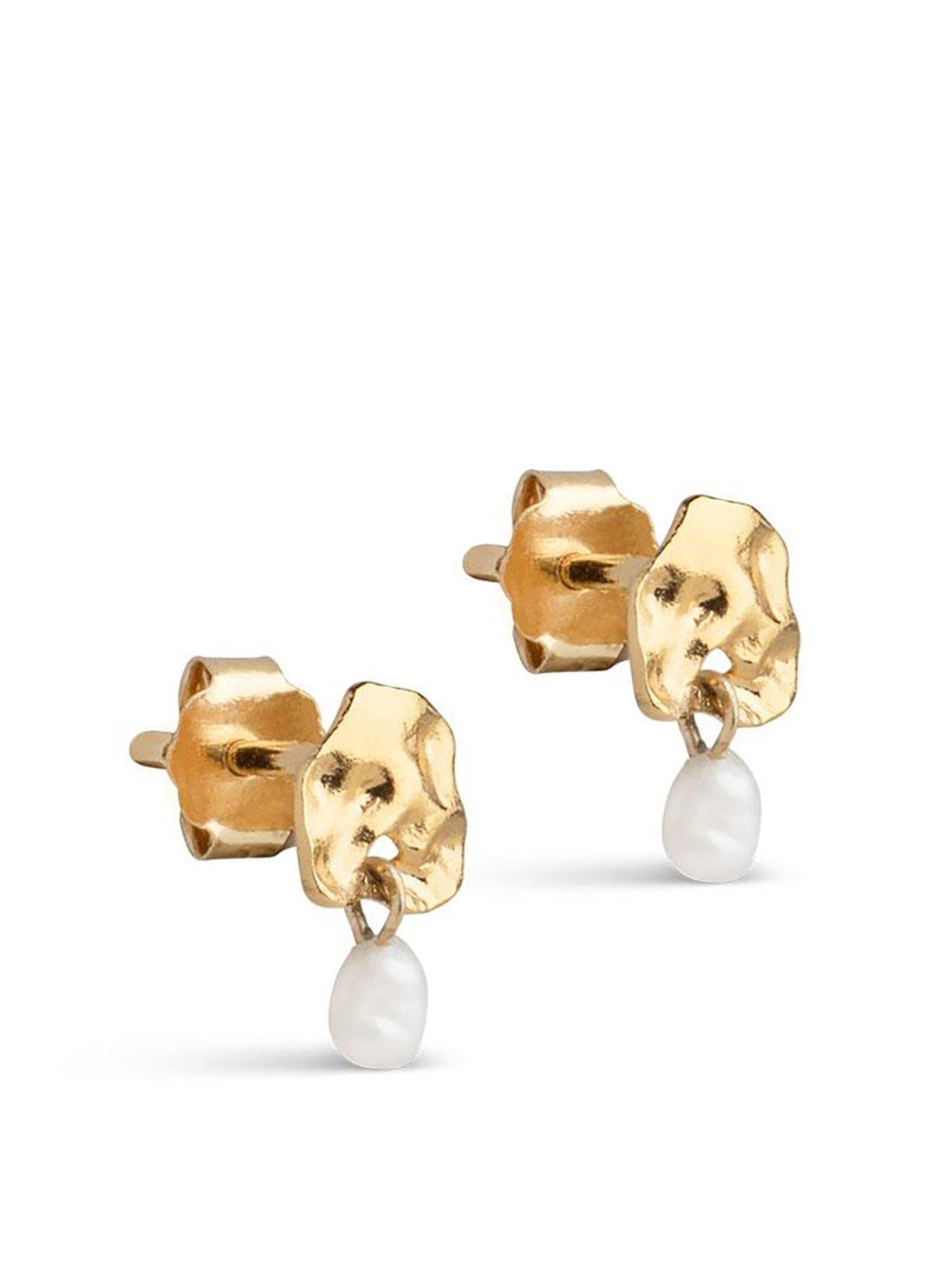 undefined Mio Pearl Studs, 18ct Yellow Gold plated 925 Sterling Silver