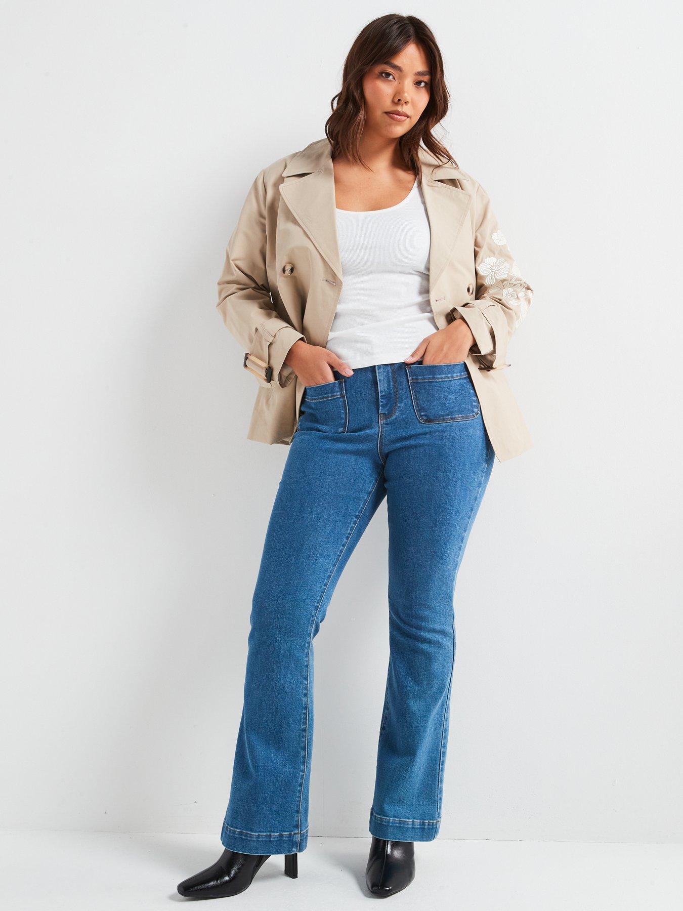  image of v-by-very-curve-cropped-trench-embroidered-jacket-beige
