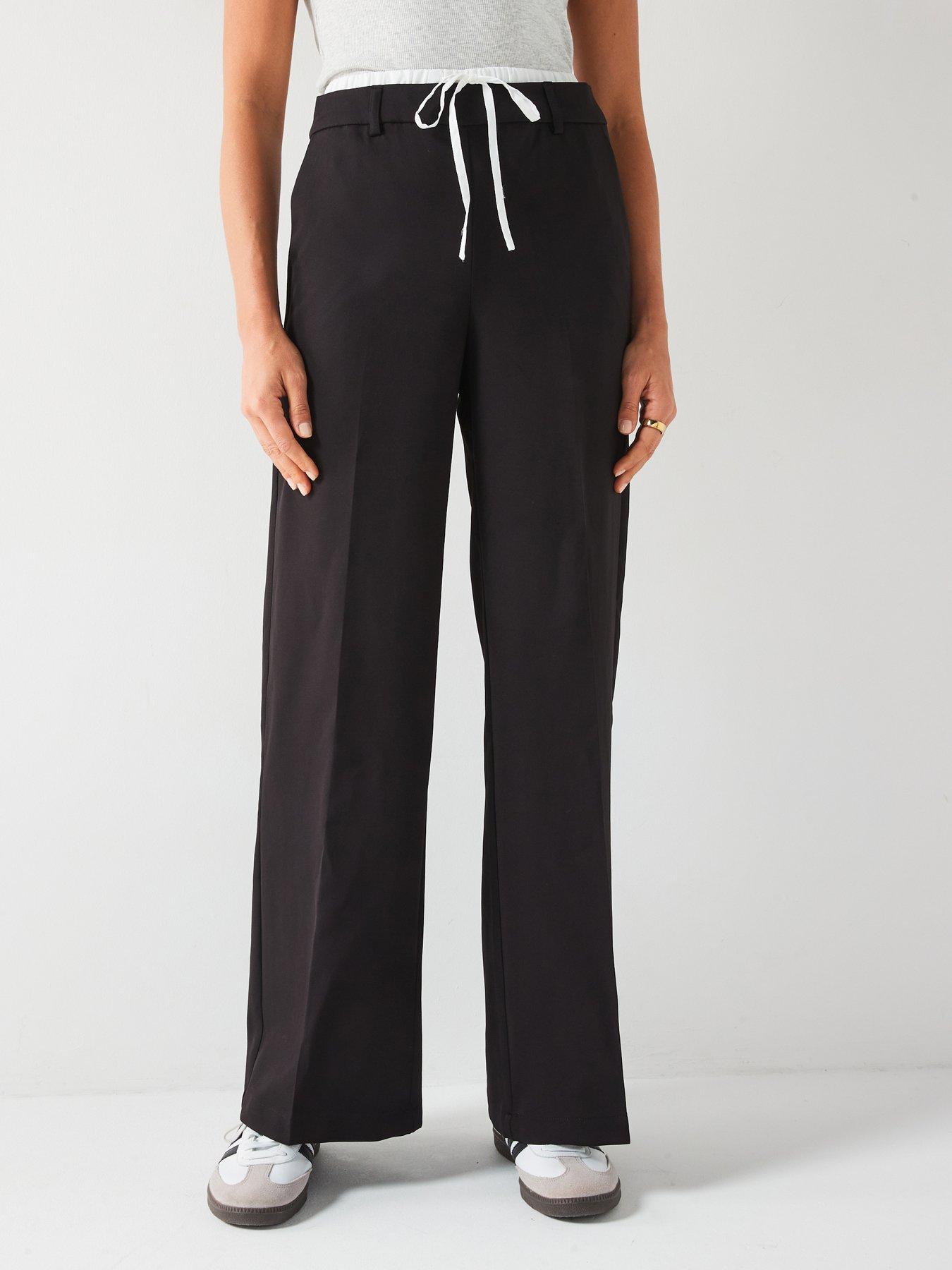 undefined Eden Midi Waist Wide Leg Pant - Black