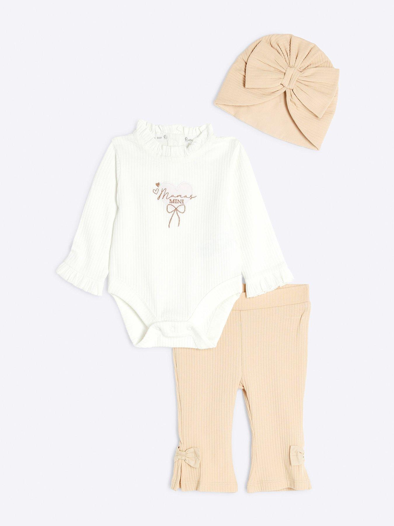 Image 1 of 4 of River Island Baby Baby Girls Kickflare Set - Beige