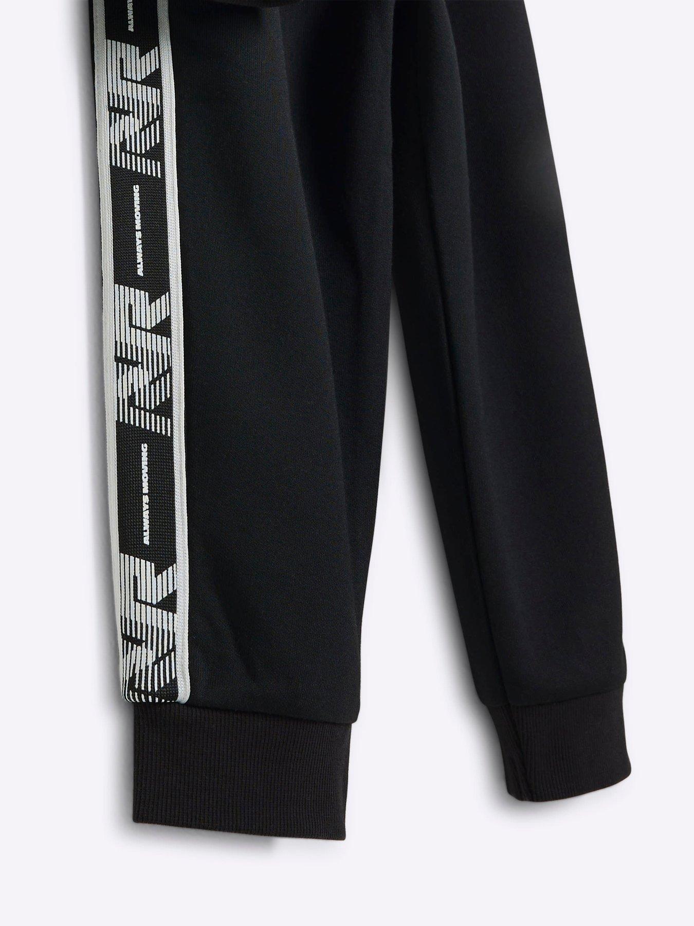  image of river-island-mini-mini-boy-sporty-taped-hoody-jog-set-black