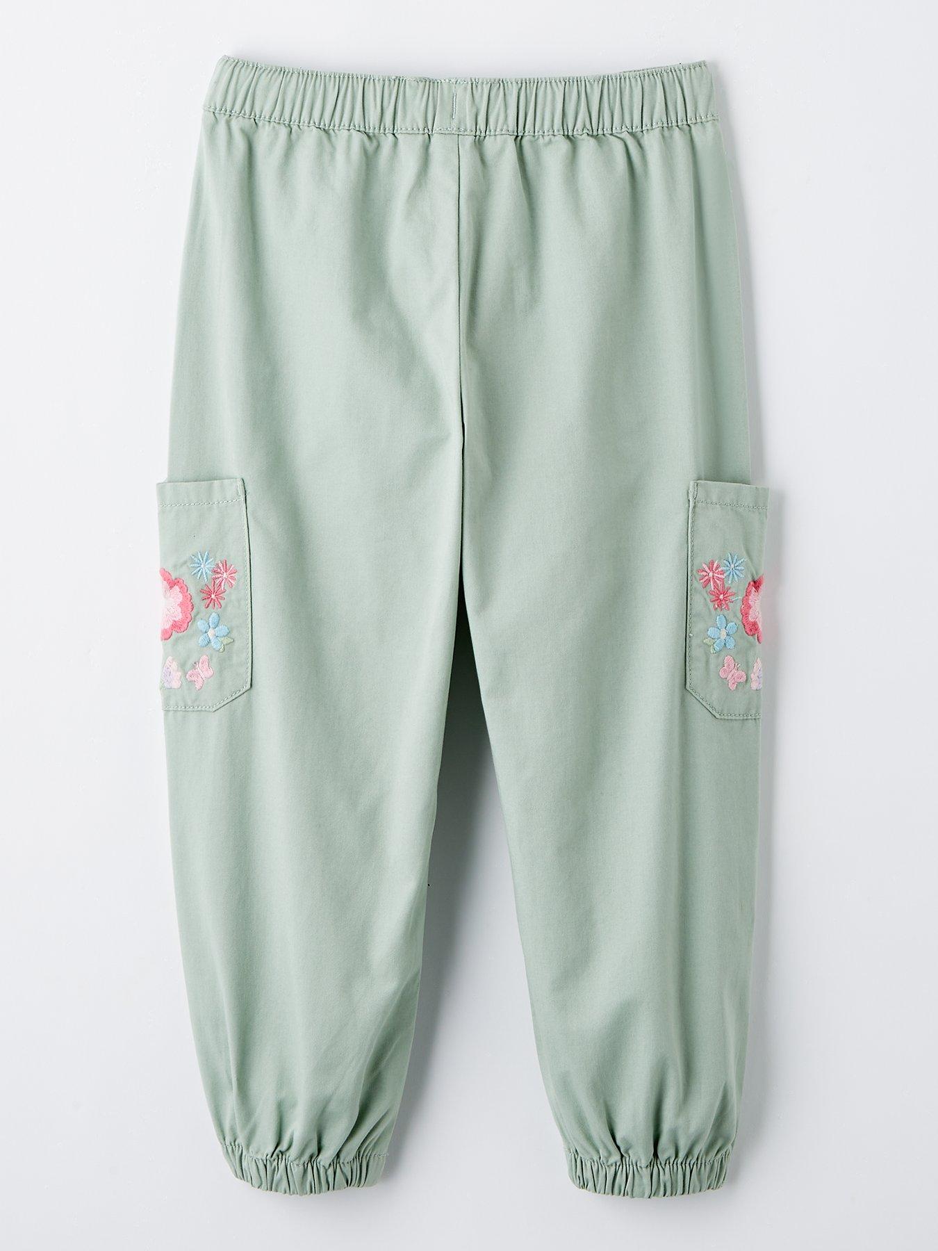  image of mini-v-by-very-girls-embroidered-detail-cargo-pant-green