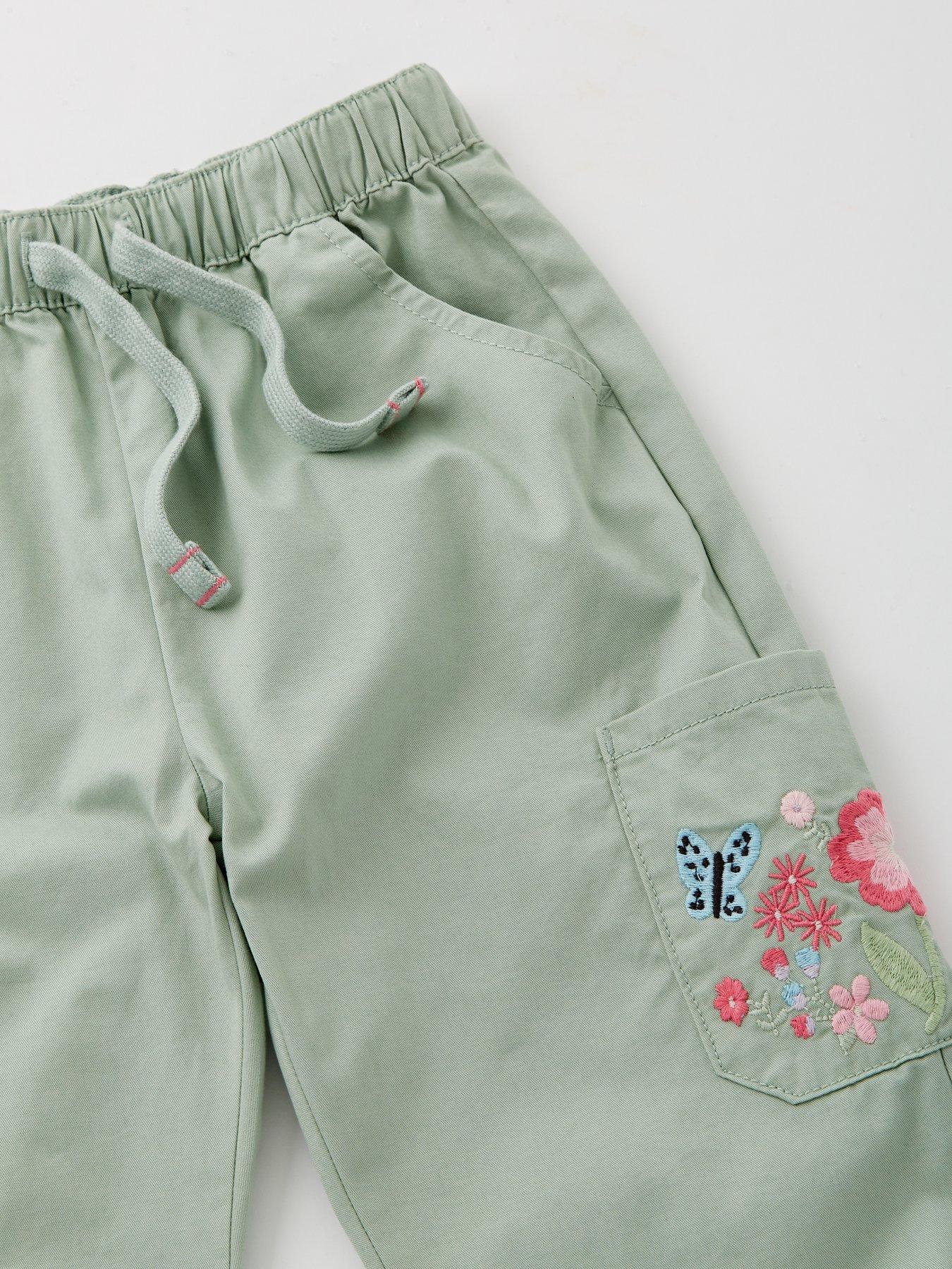  image of mini-v-by-very-girls-embroidered-detail-cargo-pant-green