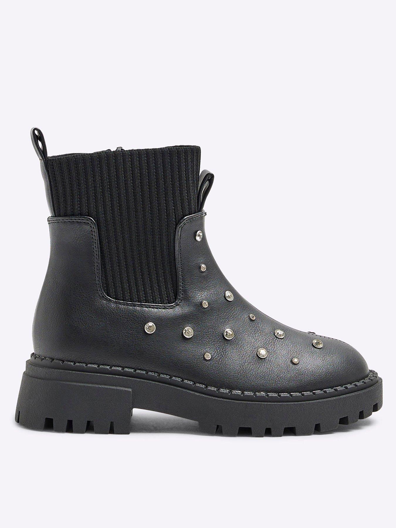 undefined Older Girl Diamante Stud Chelsea Boots - Black