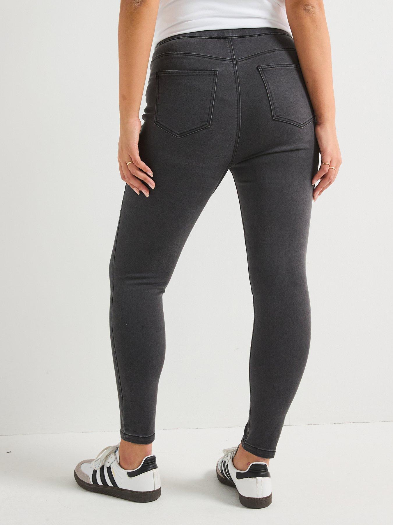  image of v-by-very-curve-high-waist-denim-jegging-grey