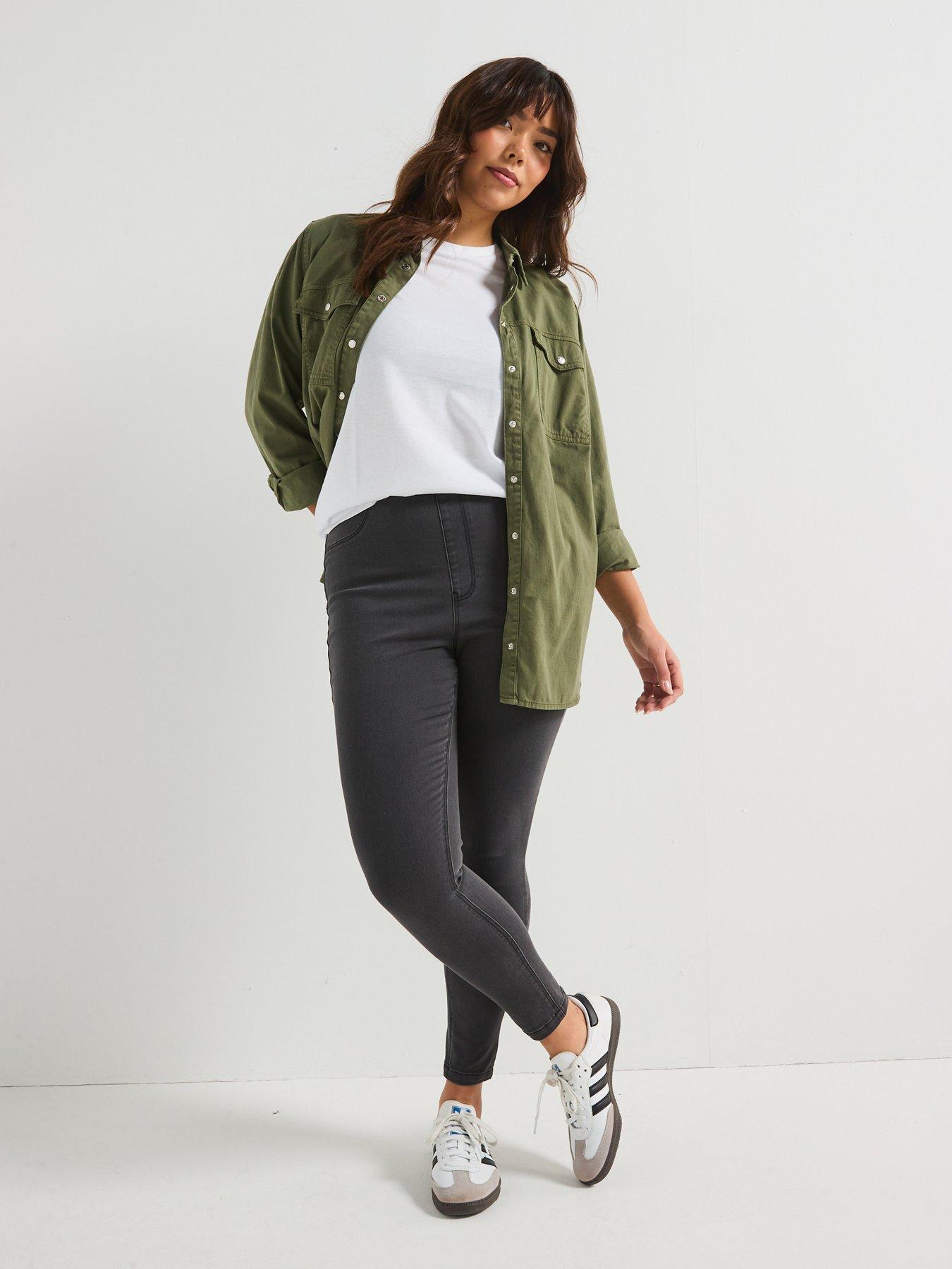  image of v-by-very-curve-high-waist-denim-jegging-grey