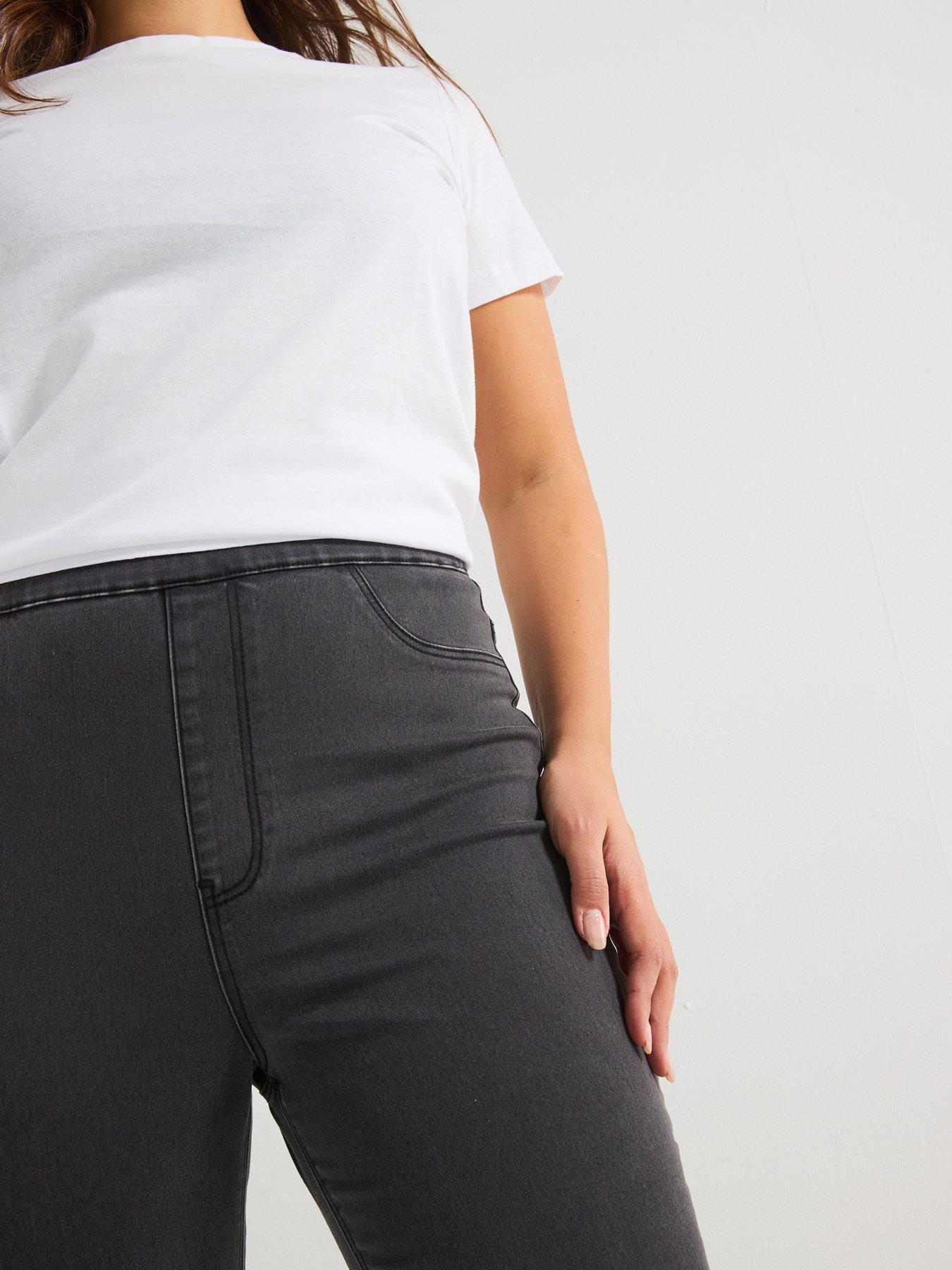  image of v-by-very-curve-high-waist-denim-jegging-grey