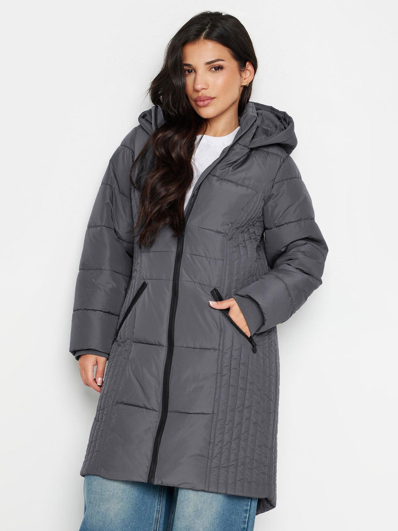 Petite padded long coat clearance