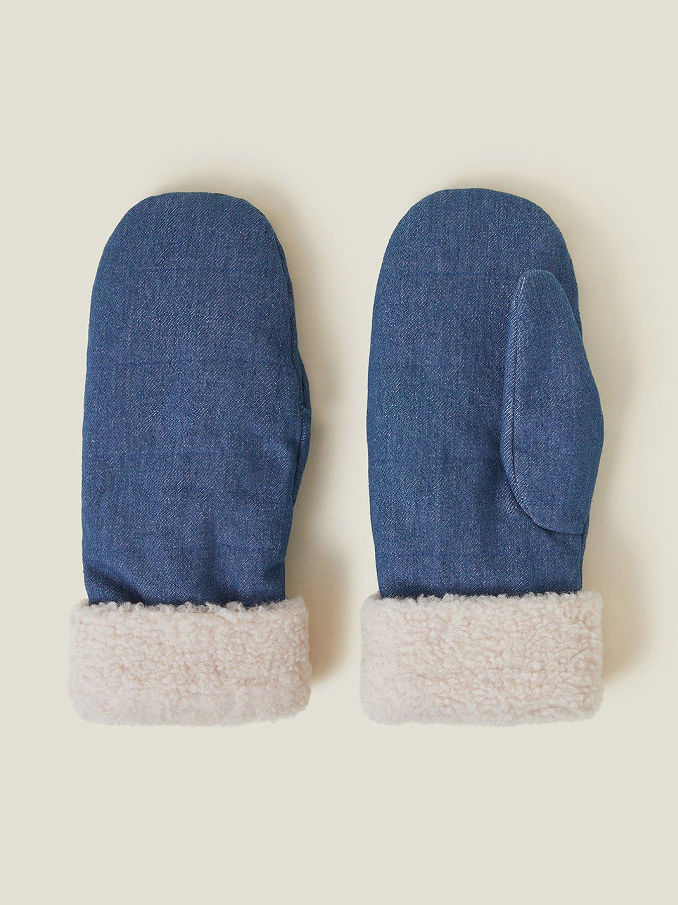 undefined Denim Sheepskin Mitten