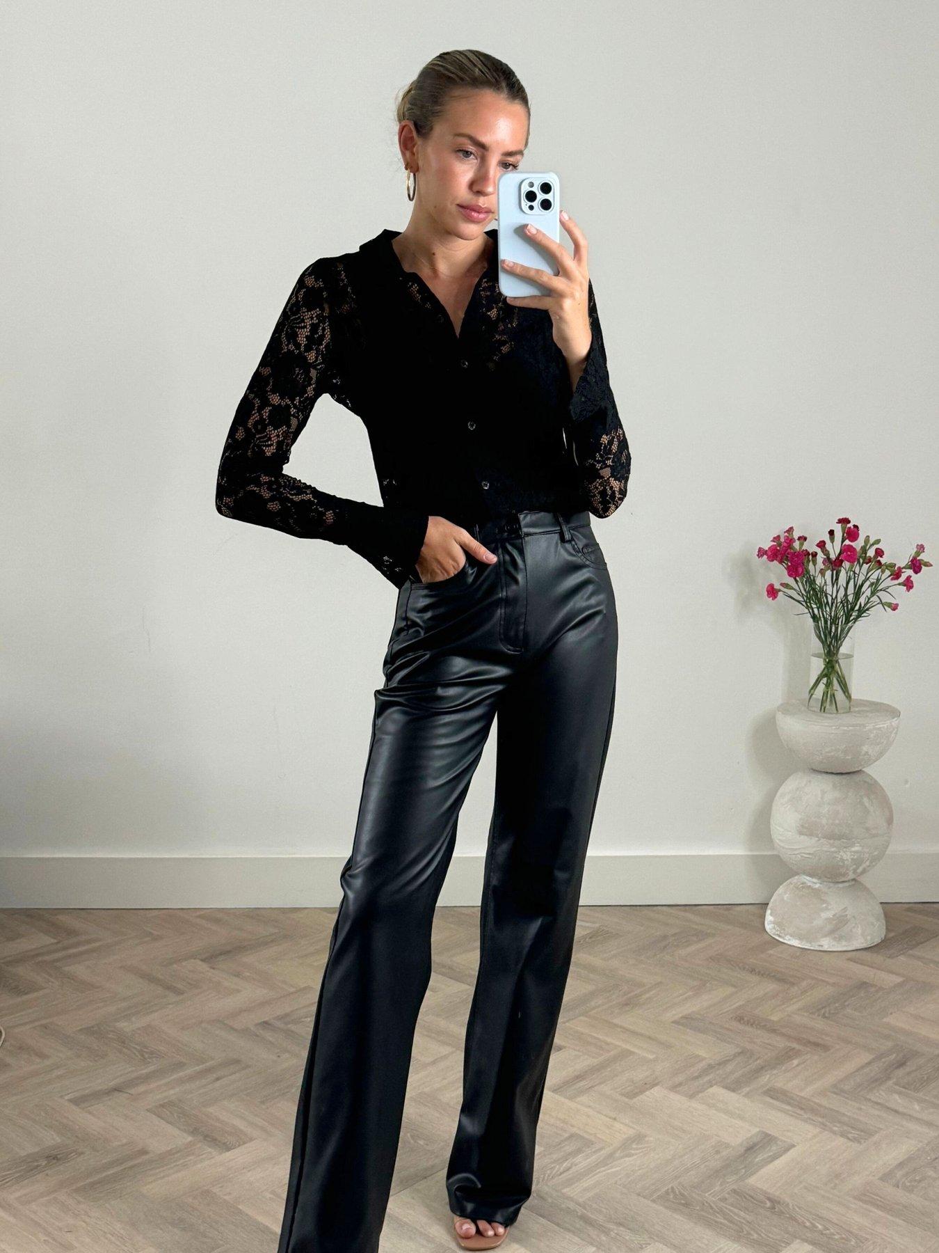  image of style-cheat-lace-button-shirt-black