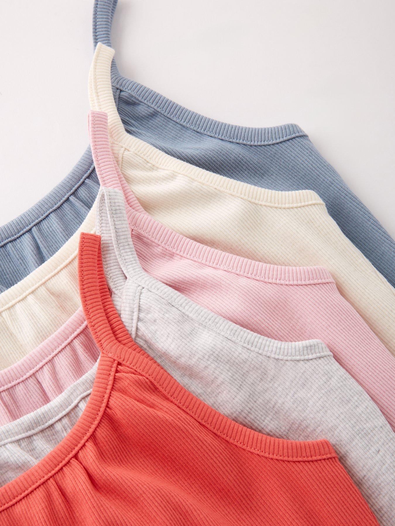  image of v-by-very-girls-rib-5-pack-vests-multi