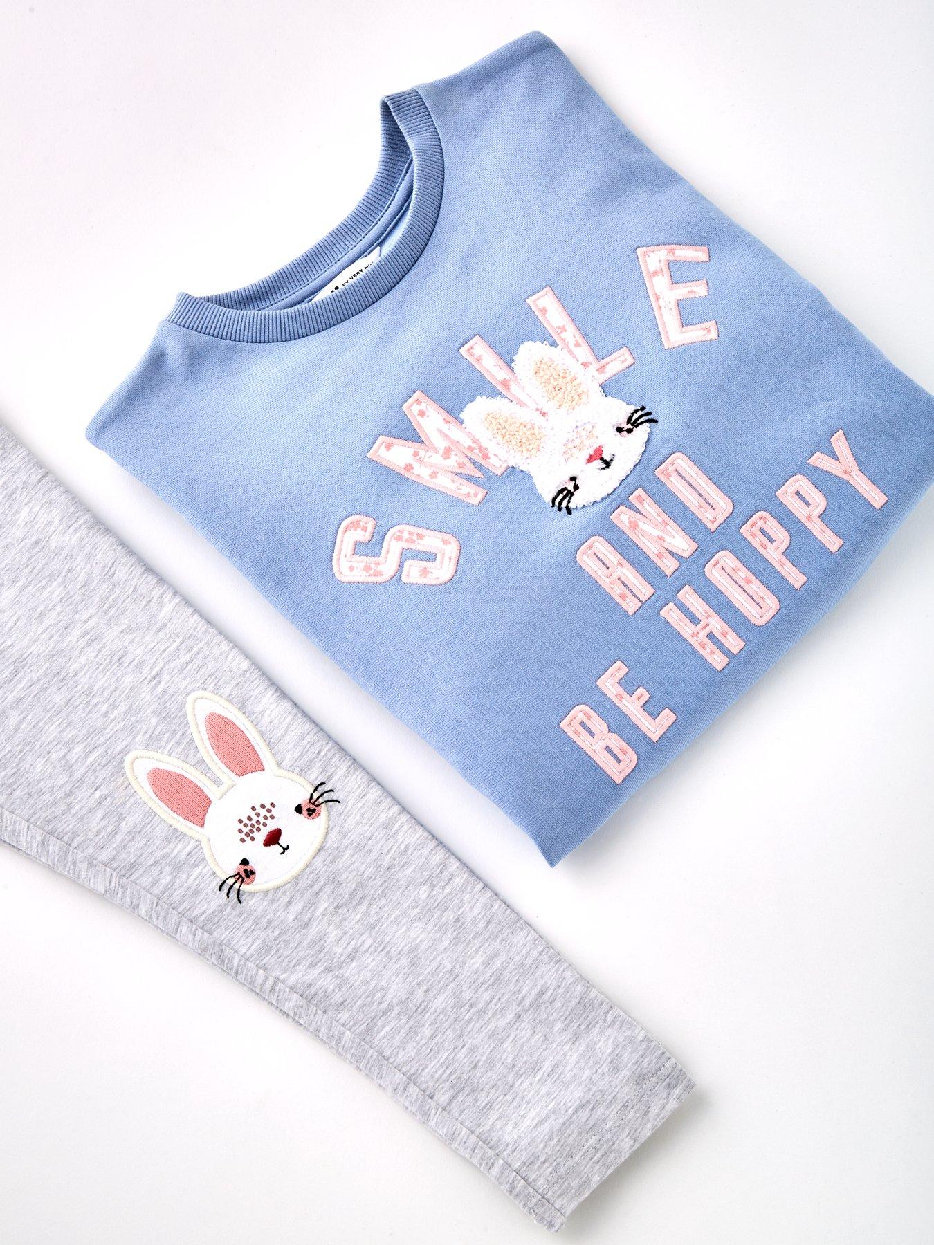  image of mini-v-by-very-girls-bunny-smile-frill-shoulder-sweatshirt-and-legging-se-multi